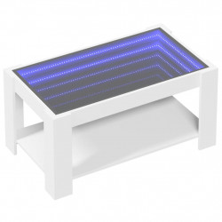Stolik kawowy z LED, biały 93x53x45 cm, materiał drewnopochodny