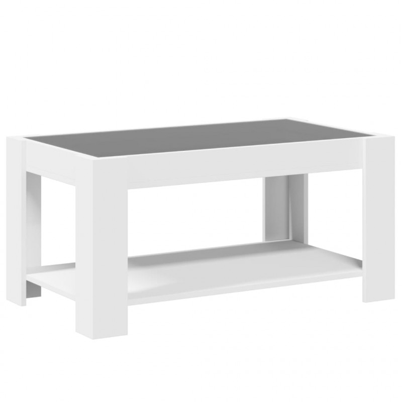Stolik kawowy z LED, biały 93x53x45 cm, materiał drewnopochodny