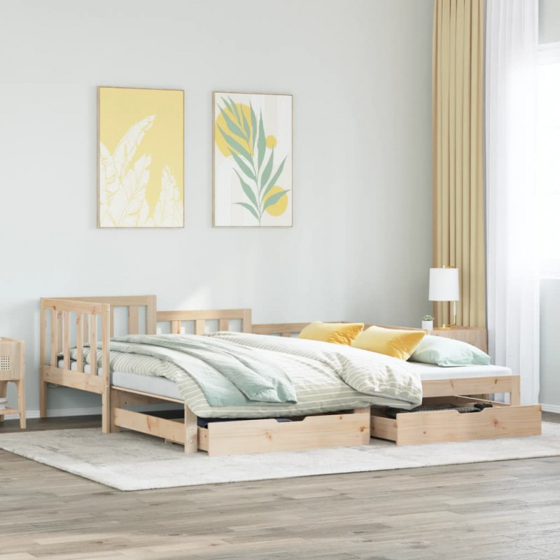 Sofa rozsuwana z szufladami, bez materaca, 80x200 cm