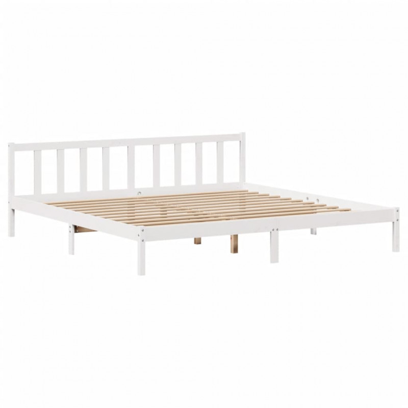 Łóżko bez materaca, białe, 200x200 cm, lite drewno sosnowe