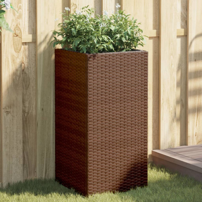 Donice ogrodowe, 2 szt., brązowe, 40x40x80 cm, rattan PE