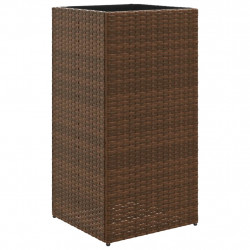 Donice ogrodowe, 2 szt., brązowe, 40x40x80 cm, rattan PE