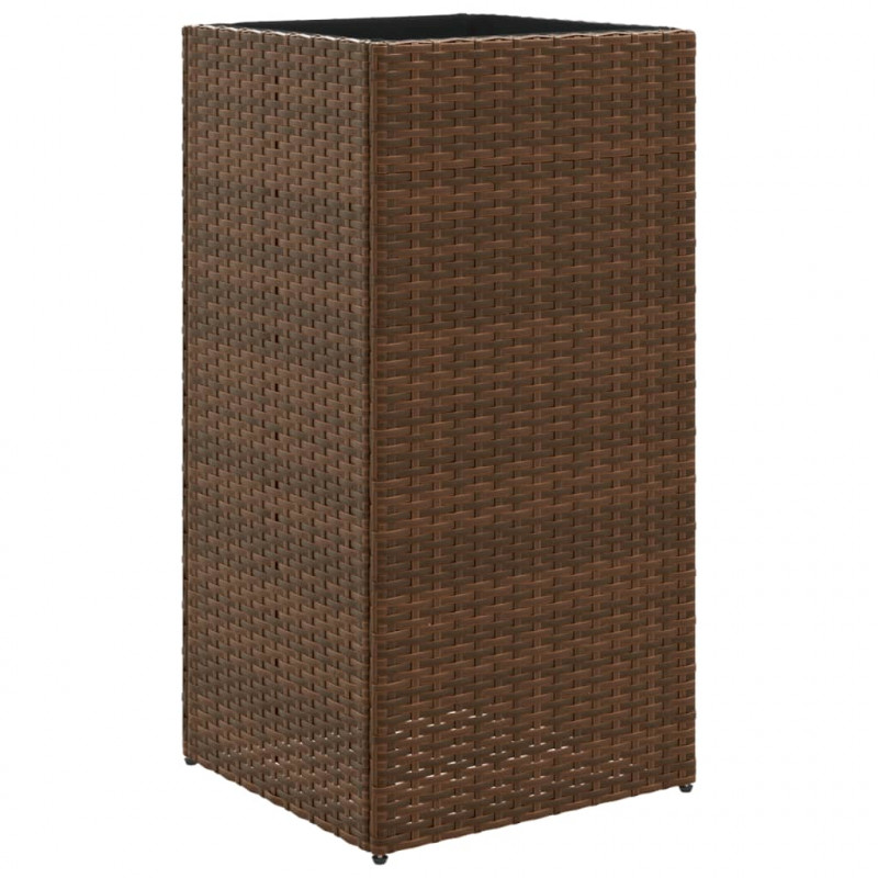 Donice ogrodowe, 2 szt., brązowe, 40x40x80 cm, rattan PE