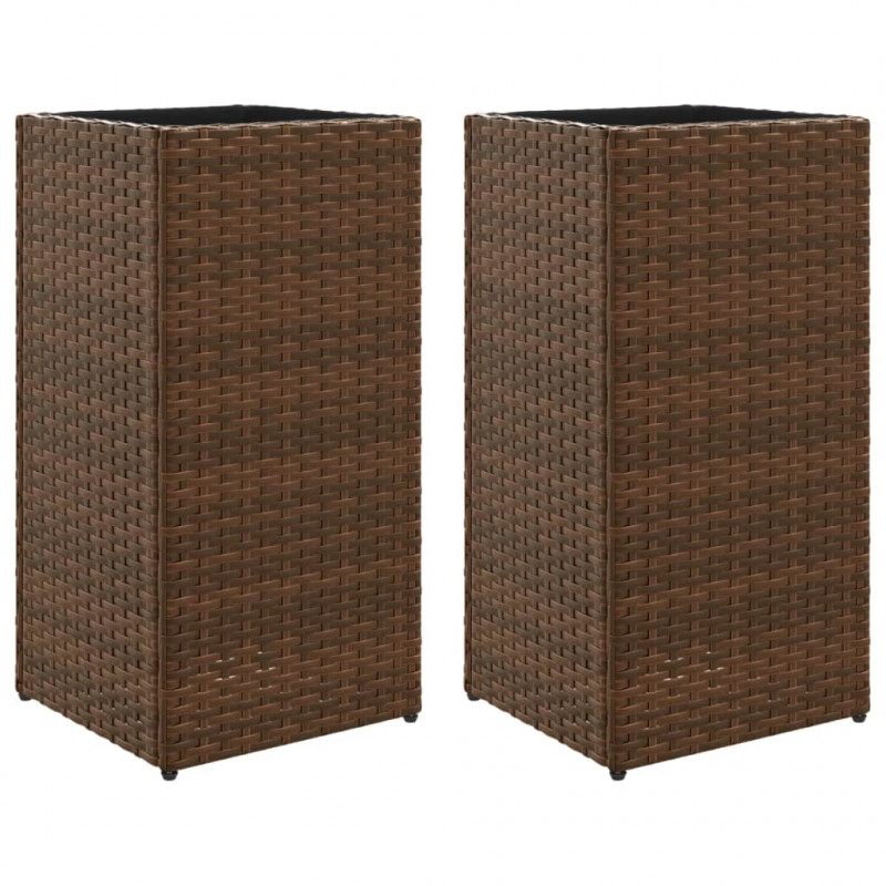 Donice ogrodowe, 2 szt., brązowe, 30x30x60 cm, rattan PE