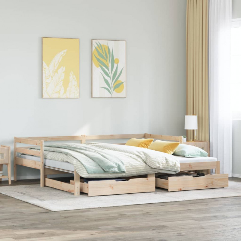 Sofa rozsuwana z szufladami, bez materaca, 90x190 cm