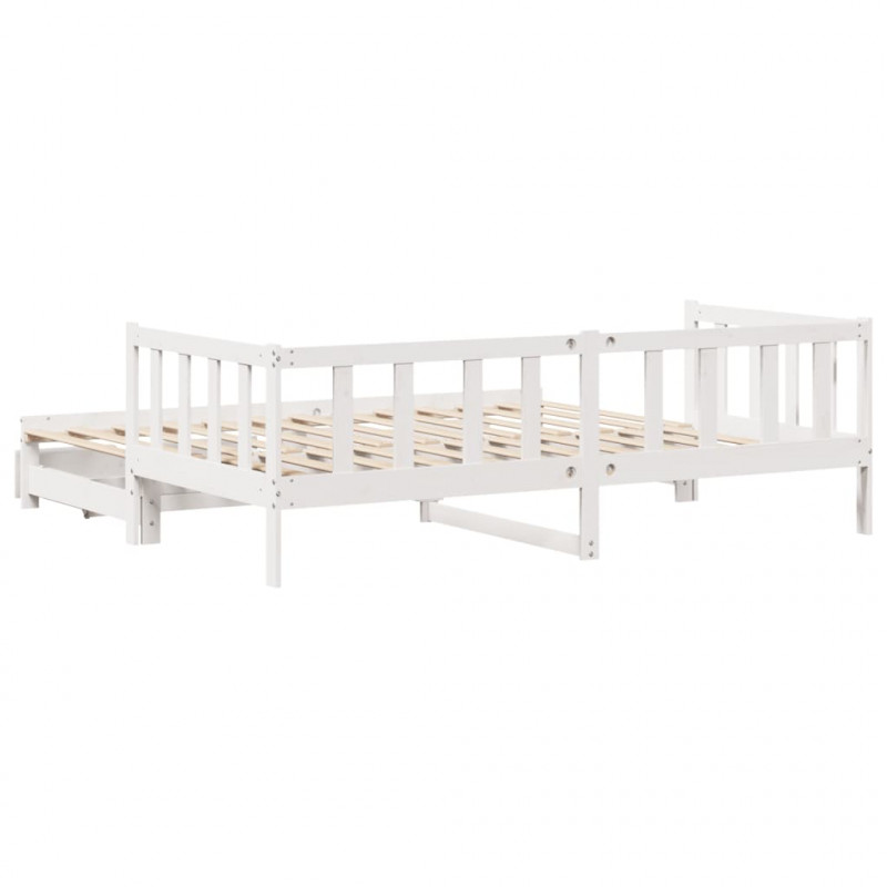 Sofa rozsuwana z szufladami, bez materaca, białe, 90x190 cm