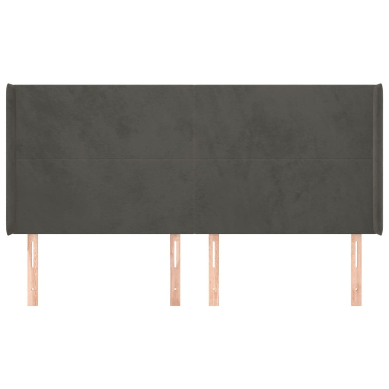 Zagłówek uszak, ciemnoszary, 203x16x118/128 cm, aksamit