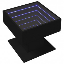 Stolik kawowy z LED czarny 50x50x45 cm, materiał drewnopochodny