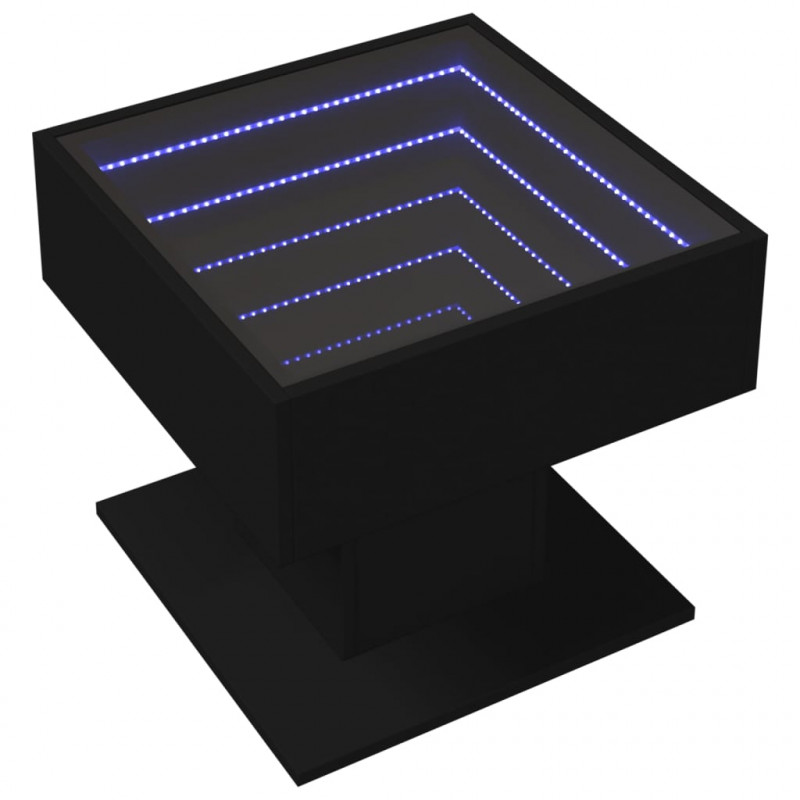 Stolik kawowy z LED czarny 50x50x45 cm, materiał drewnopochodny
