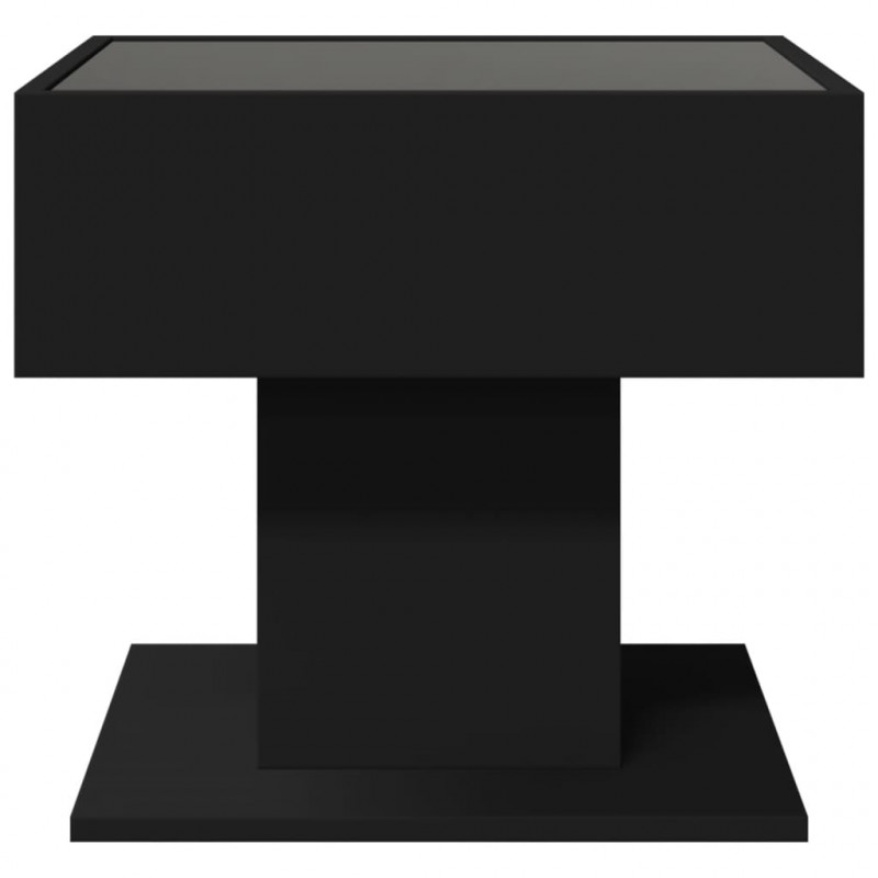 Stolik kawowy z LED czarny 50x50x45 cm, materiał drewnopochodny
