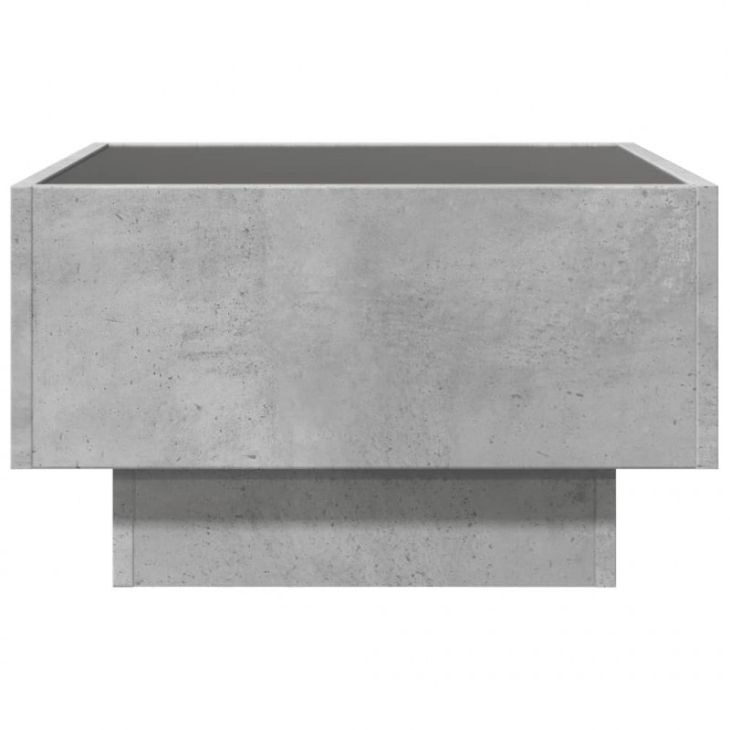 Stolik kawowy z LED, szarość betonu, 50x50x30 cm