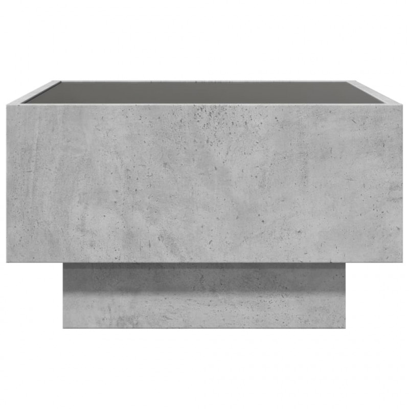Stolik kawowy z LED, szarość betonu, 50x50x30 cm