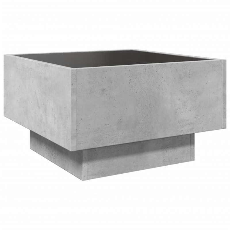 Stolik kawowy z LED, szarość betonu, 50x50x30 cm