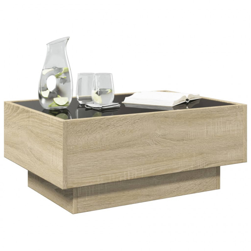 Stolik kawowy z LED, dąb sonoma, 70x50x30 cm