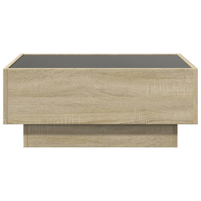 Stolik kawowy z LED, dąb sonoma, 70x50x30 cm