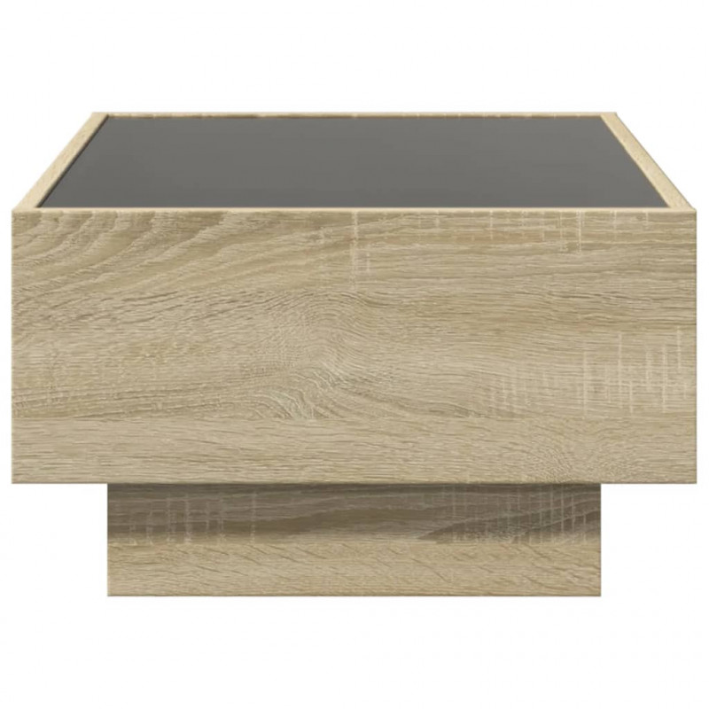 Stolik kawowy z LED, dąb sonoma, 70x50x30 cm