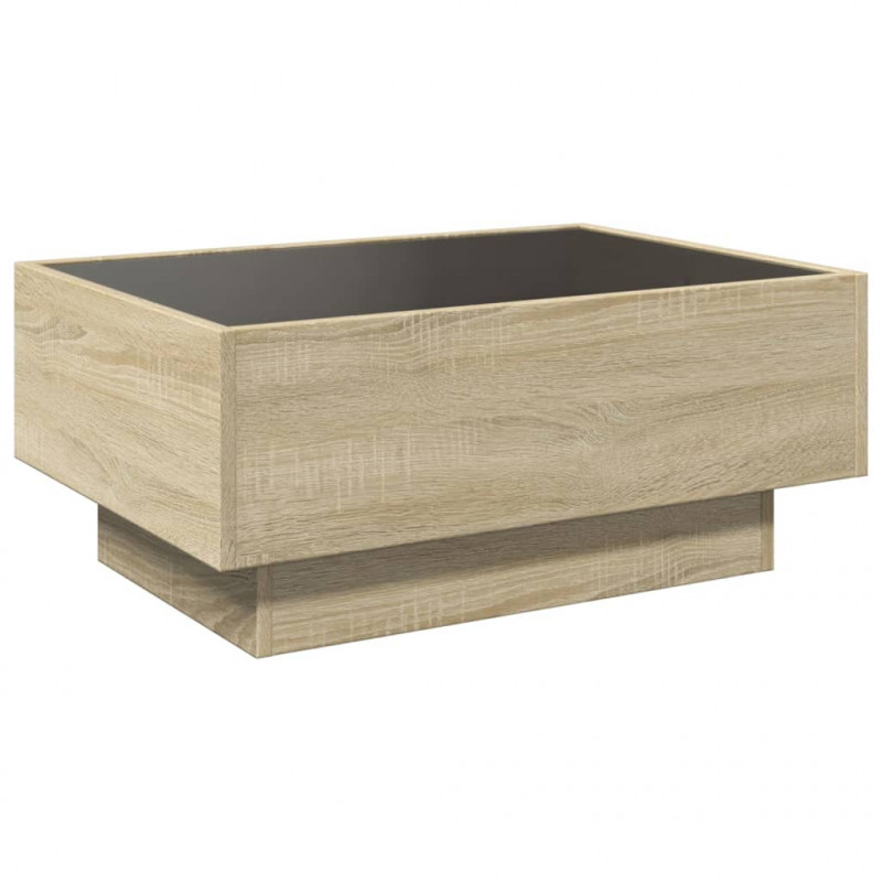 Stolik kawowy z LED, dąb sonoma, 70x50x30 cm