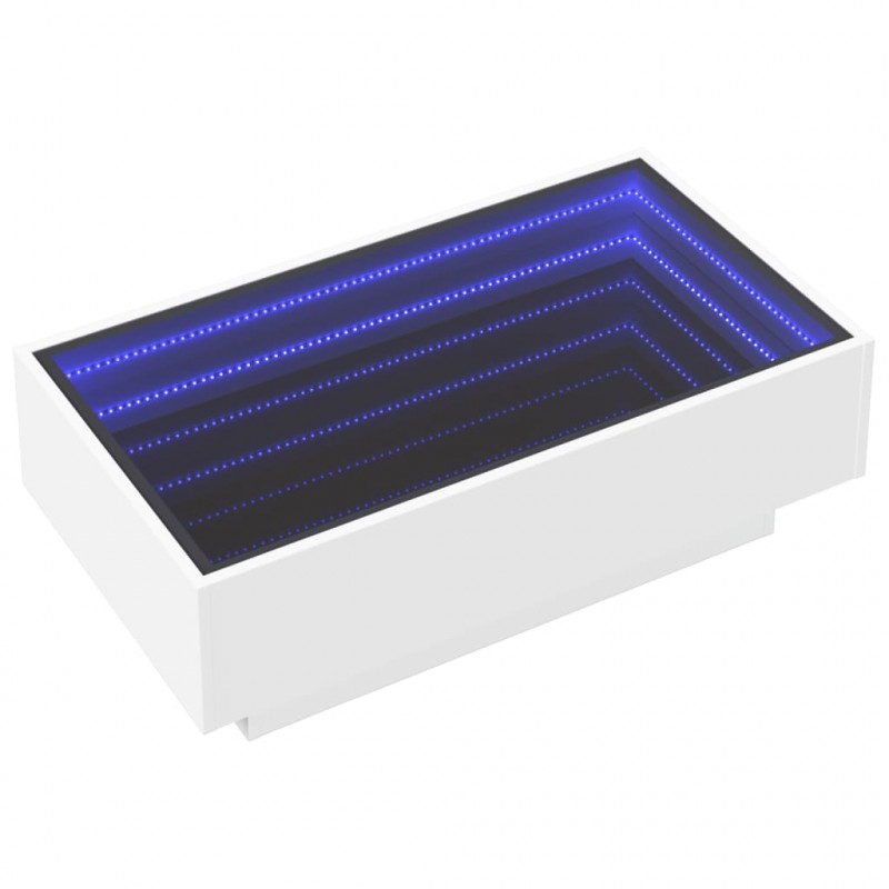 Stolik kawowy z LED, biały, 90x50x30cm, materiał drewnopochodny