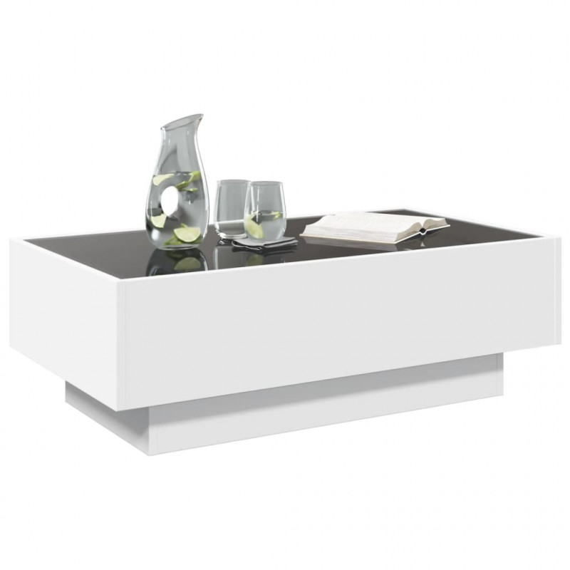 Stolik kawowy z LED, biały, 90x50x30cm, materiał drewnopochodny