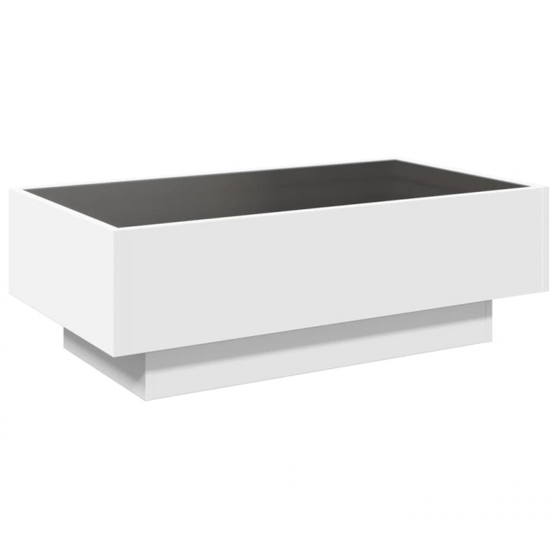 Stolik kawowy z LED, biały, 90x50x30cm, materiał drewnopochodny