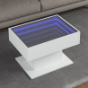 Stolik kawowy z LED, biały, 70x50x45cm, materiał drewnopochodny