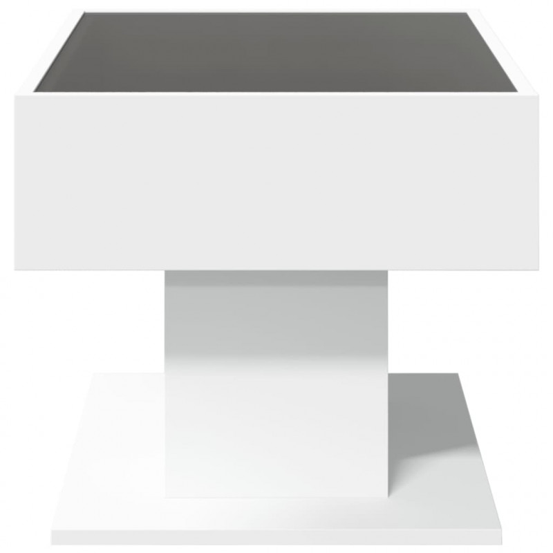 Stolik kawowy z LED, biały, 70x50x45cm, materiał drewnopochodny