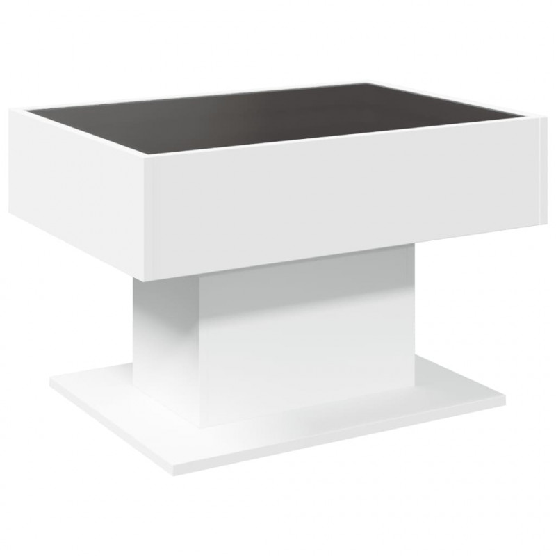 Stolik kawowy z LED, biały, 70x50x45cm, materiał drewnopochodny