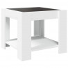 Stolik kawowy z LED, biały 53x53x45 cm, materiał drewnopochodny