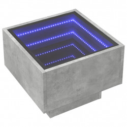 Stolik kawowy z LED Infinity, szarość betonu, 40x40x30 cm