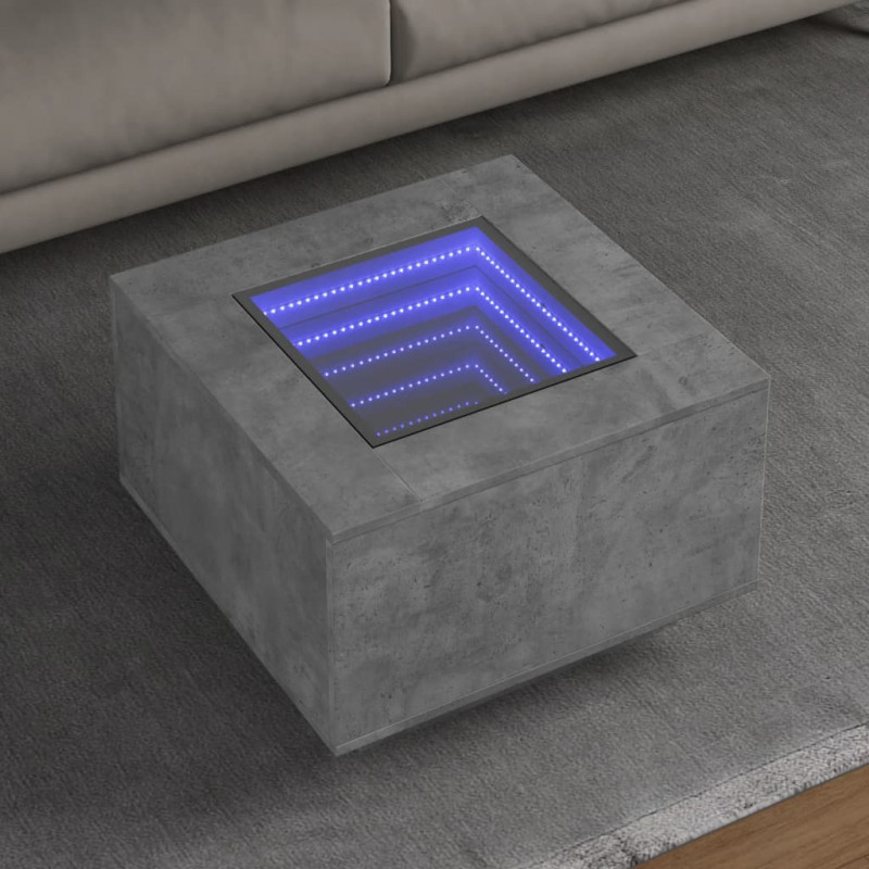Stolik kawowy z LED, szarość betonu, 60x60x40 cm