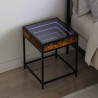Stolik nocny z LED Infinity, przydymiony dąb, 40x40x51 cm