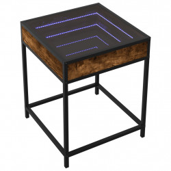 Stolik nocny z LED Infinity, przydymiony dąb, 40x40x51 cm