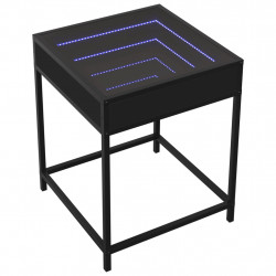 Stolik nocny z LED Infinity, czarny, 40x40x51 cm