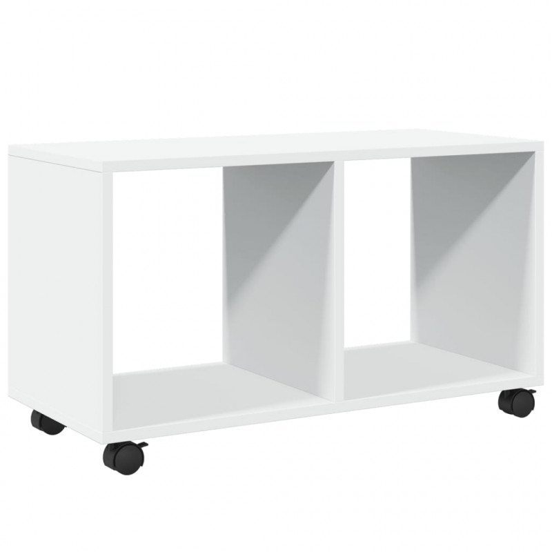 Szafka na kółkach, biała 72x33x42,5 cm, materiał drewnopochodny
