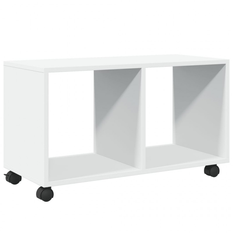 Szafka na kółkach, biała 72x33x42,5 cm, materiał drewnopochodny