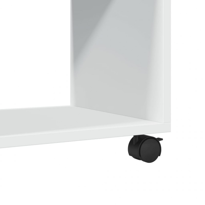 Szafka na kółkach, biała 72x33x42,5 cm, materiał drewnopochodny