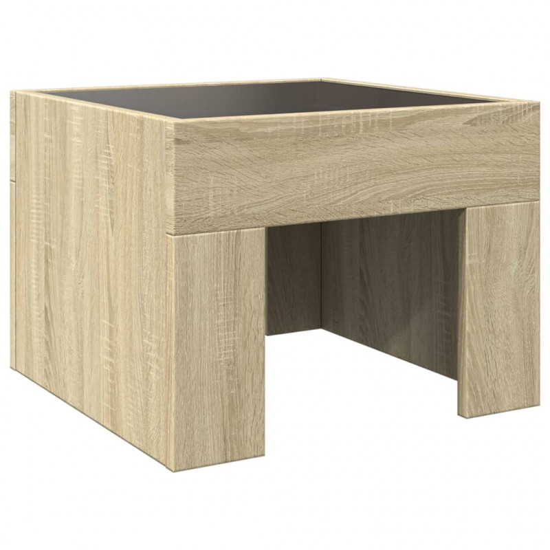 Stolik nocny z LED Infinity, dąb sonoma, 40x40x30 cm
