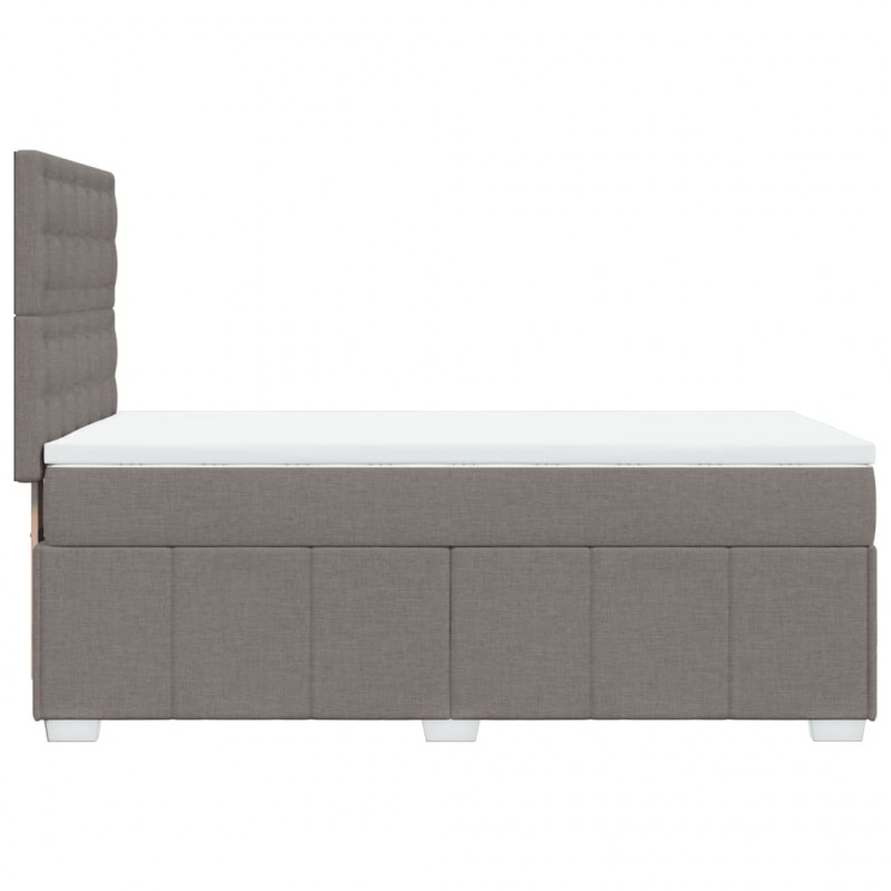 Łóżko kontynentalne z materacem, taupe, tkanina, 100x200 cm