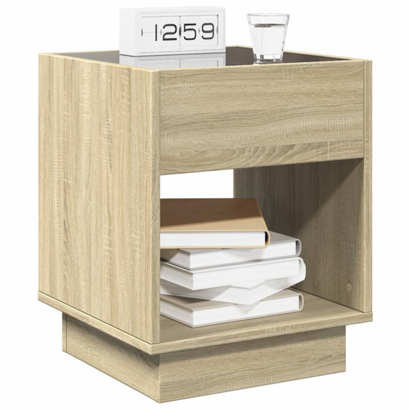Stolik nocny z LED Infinity, dąb sonoma, 40x40x50 cm