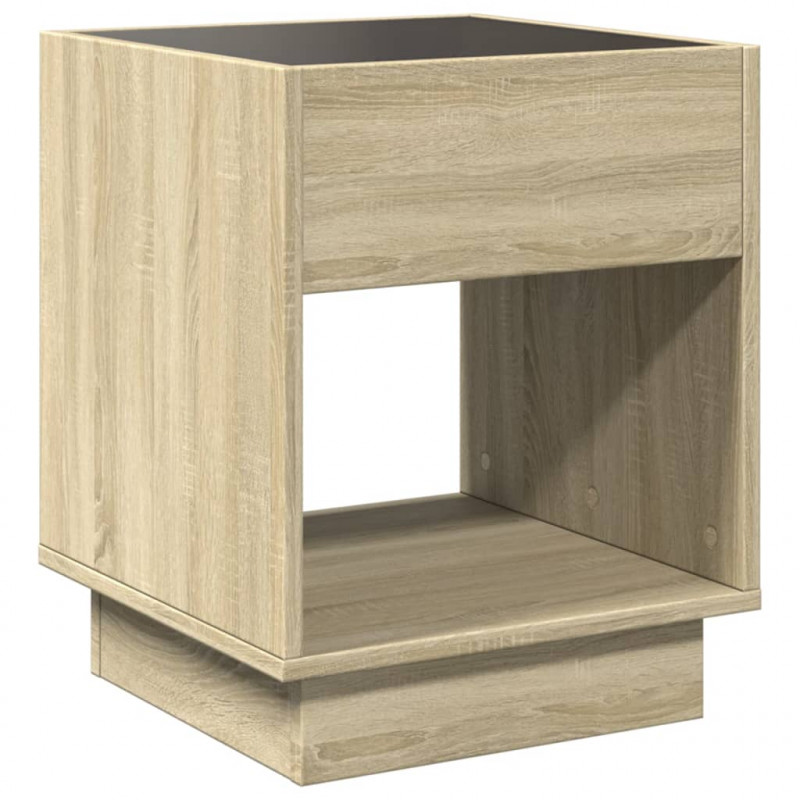 Stolik nocny z LED Infinity, dąb sonoma, 40x40x50 cm
