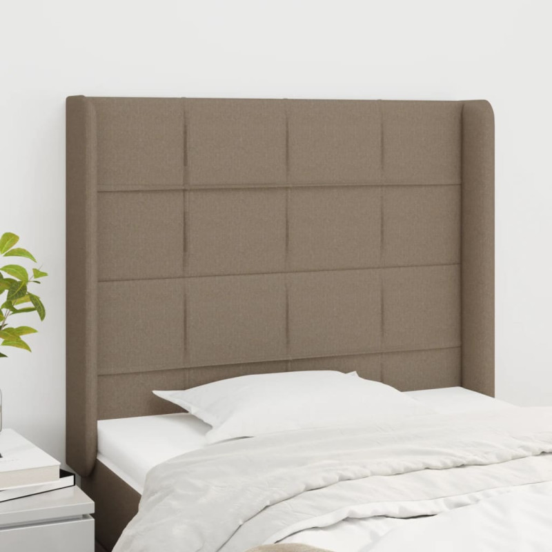 Zagłówek uszak, taupe, 93x16x118/128 cm, tkanina