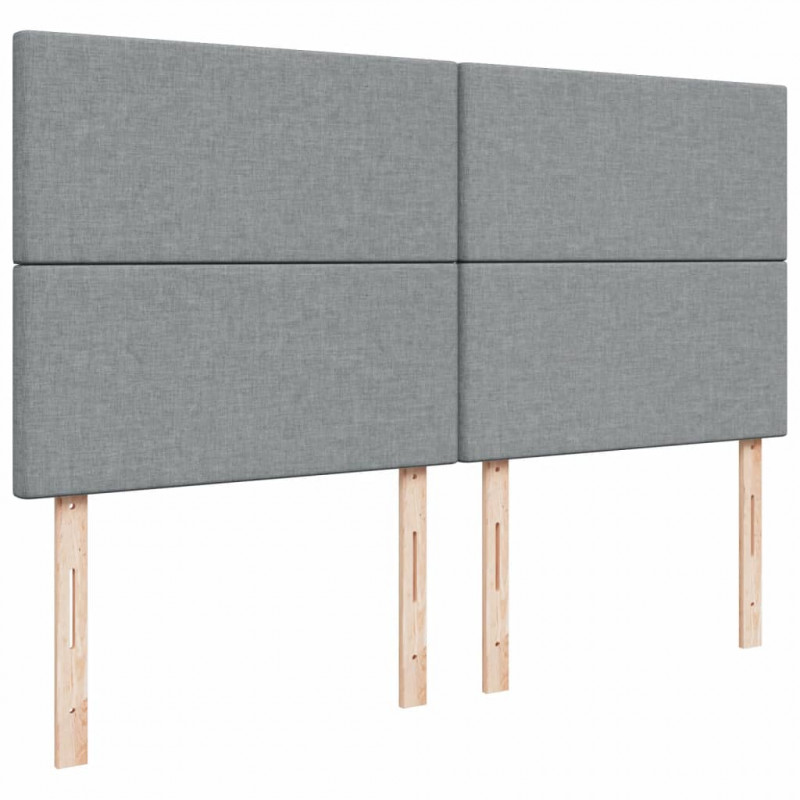 Łóżko kontynentalne z materacem, jasnoszare, tkanina 200x200 cm