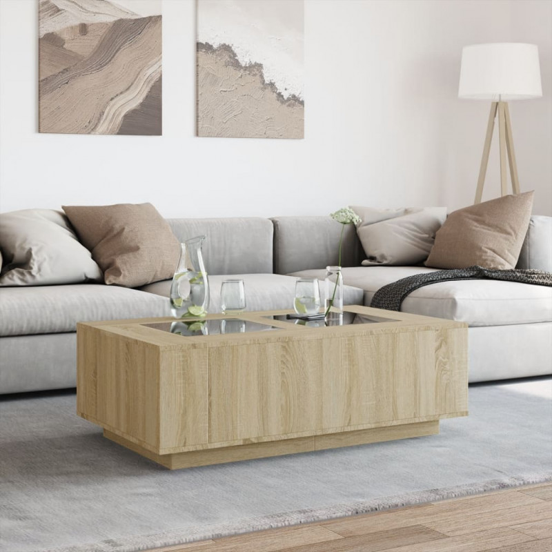 Stolik kawowy z LED Infinity, dąb sonoma, 116x69x40 cm