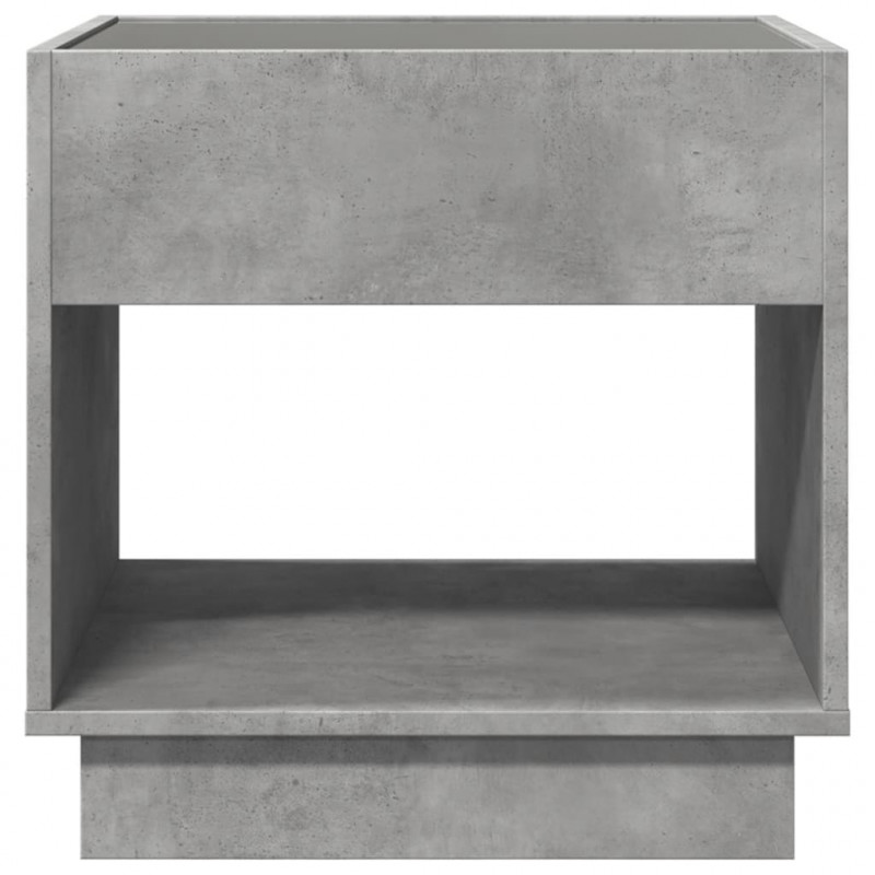 Stolik kawowy z LED Infinity, szarość betonu, 50x50x50 cm