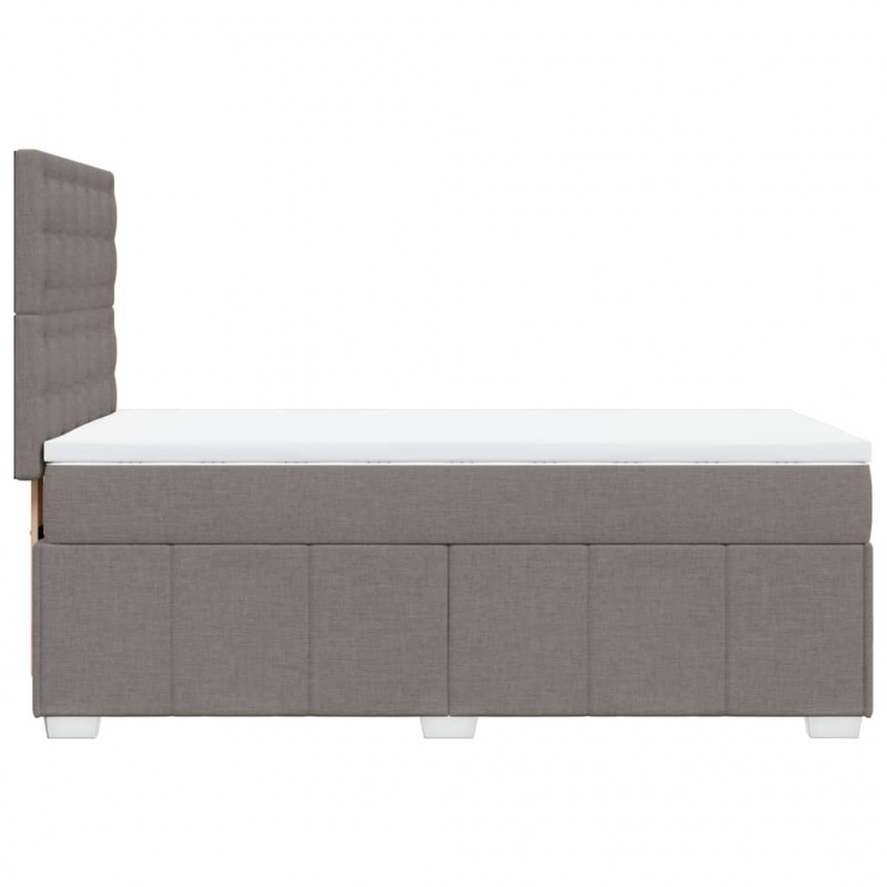 Łóżko kontynentalne z materacem, taupe, tkanina, 100x200 cm