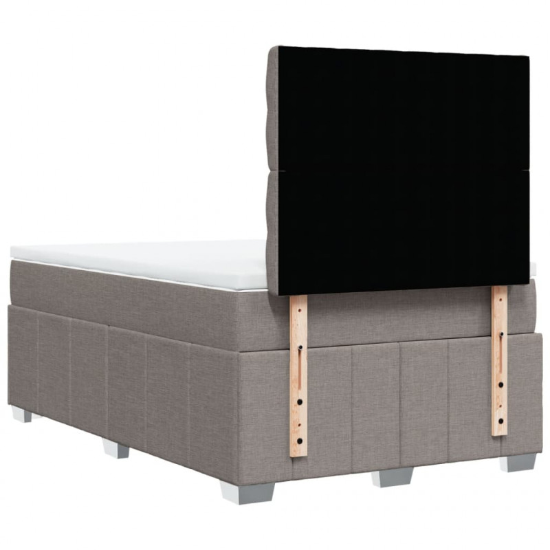 Łóżko kontynentalne z materacem, taupe, 120x190 cm, tkanina