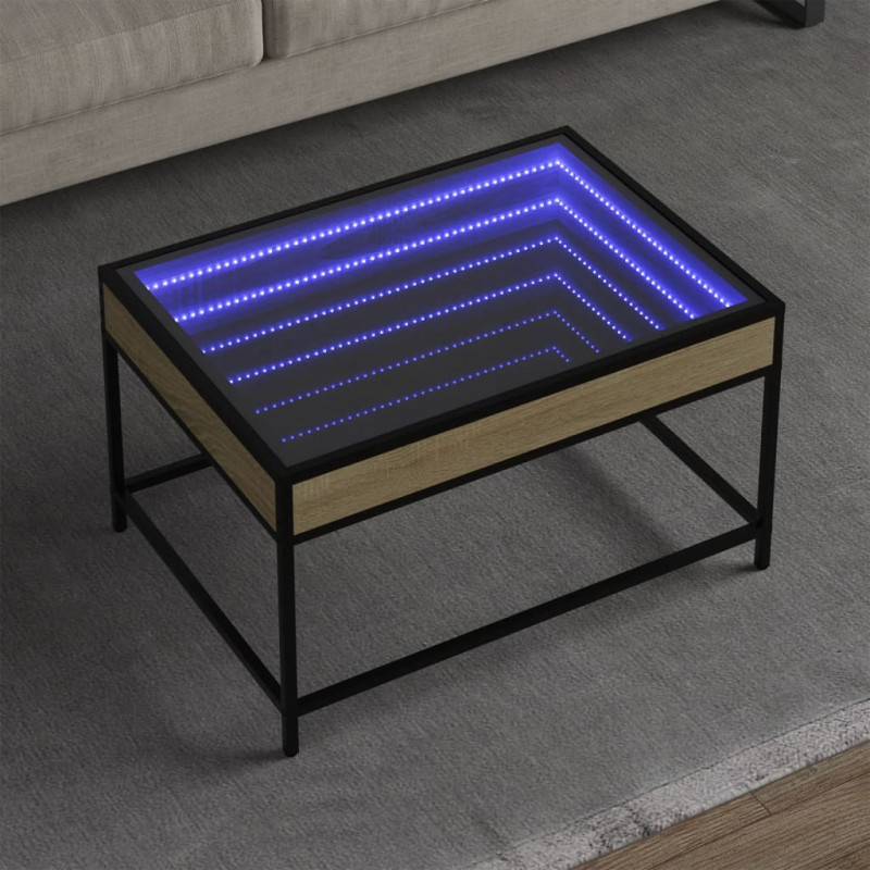 Stolik kawowy z LED Infinity, dąb sonoma, 70x50x41 cm
