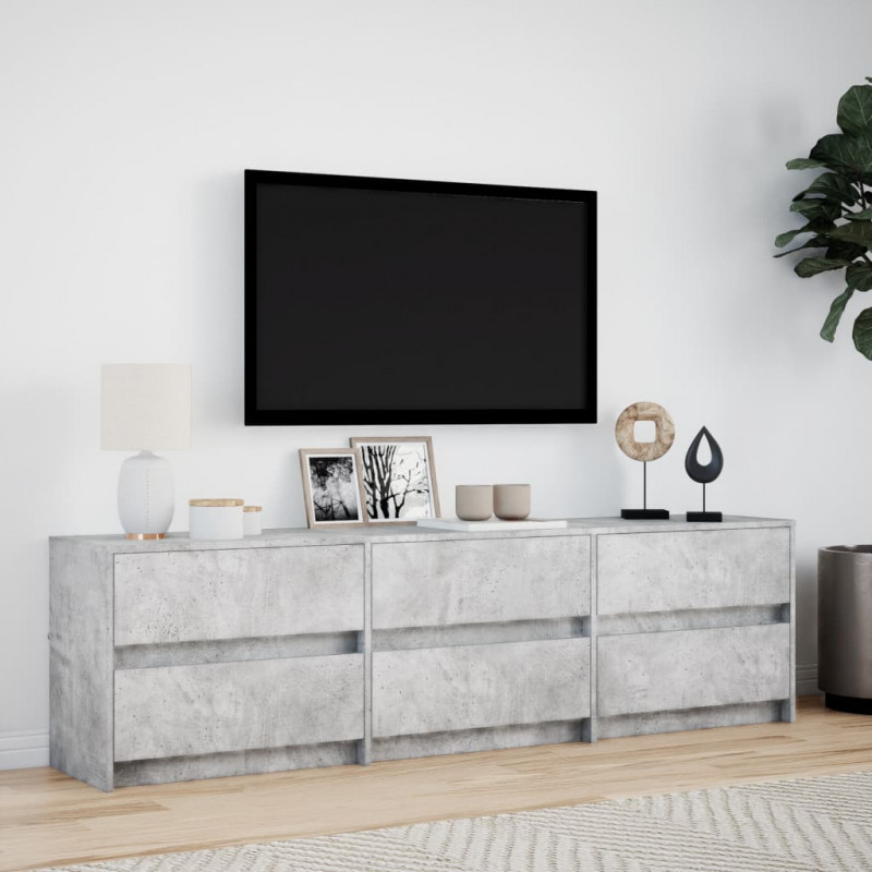 Szafka pod TV z LED, szarość betonu, 180x34x50 cm