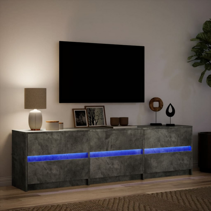 Szafka pod TV z LED, szarość betonu, 180x34x50 cm