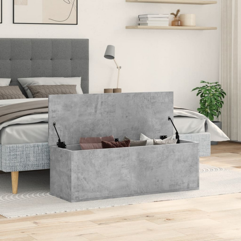 Skrzynia, szarość betonu, 102x35x35 cm, materiał drewnopochodny